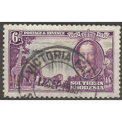 Southern Rhodesia 1935 SG34 6d Black & Purple Silver Jubilee Fine Used .
