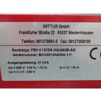NEW OLD WITTUR GMBH FSV 4I015A, HA/B4/IB-AG, GMBH FSV41015A CONVERTER ,CK