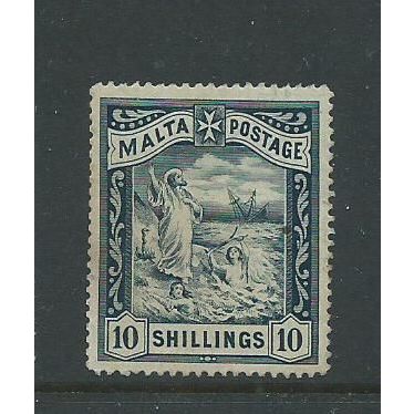 malta stamps hm 1899 sg 35 sg35 10/- wmk crown cc hm slight ageing