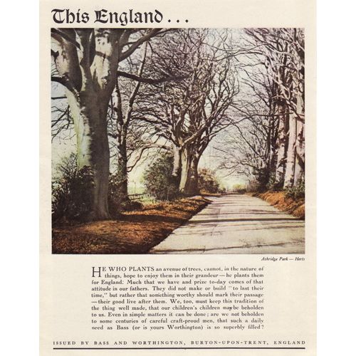 Vintage 1951 Advert This England Bass & Worthington Ashridge Park Herts
