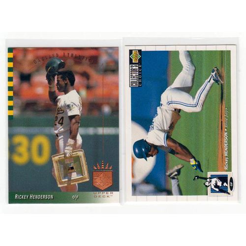 TWO 1993 Upper Deck Rickey Henderson cards SP #40, Collector’s Choice #131 – HOF