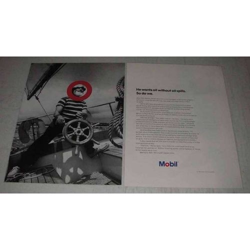 1974 Mobil Oil Ad - He Wants Oil Without Oil Spills