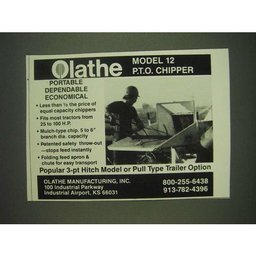 1985 Olathe Model 12 P.T.O. Chipper Ad - Portable dependable economical