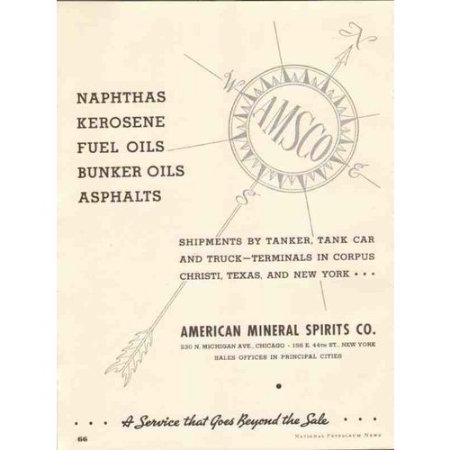 AMERICAN MINERAL SPIRITS COMPANY 1937 tanker tank car truck vintage ad