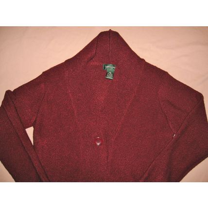 Womens Lemon Grass Red Cardigan PXL 44 Inch Chest Sweater Nubby Texture