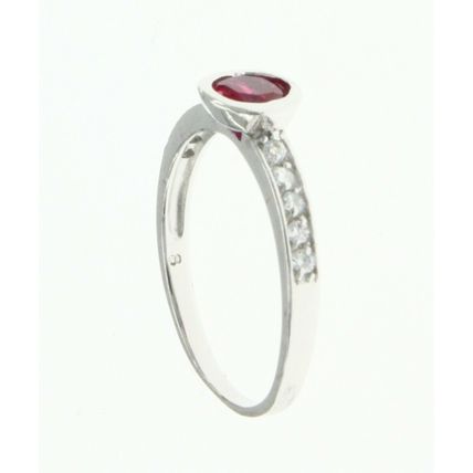 New Real Solid 925 Sterling Silver Red Bezel CZ Eternity Wedding Band Ring
