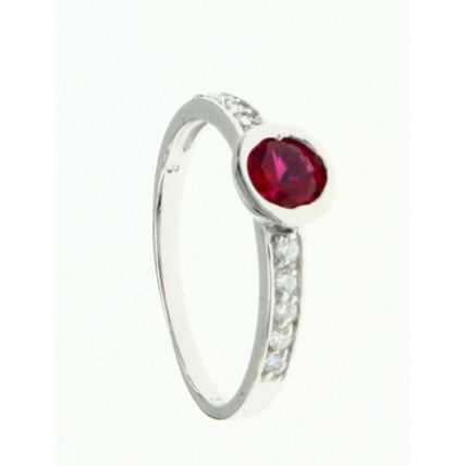 New Real Solid 925 Sterling Silver Red Bezel CZ Eternity Wedding Band Ring