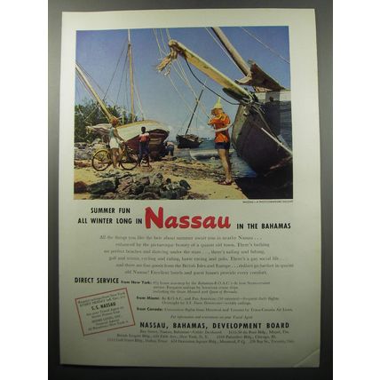 1951 Nassau, Bahamas, Development Board Ad - Summer fun all winter long