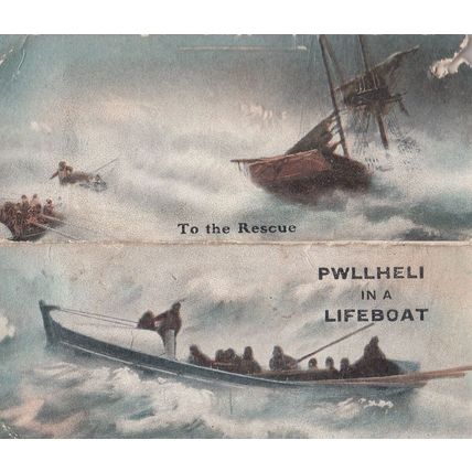 Pwllheli In A Lifeboat Antique Rescue Tiny Postcard Type Folding Novelty