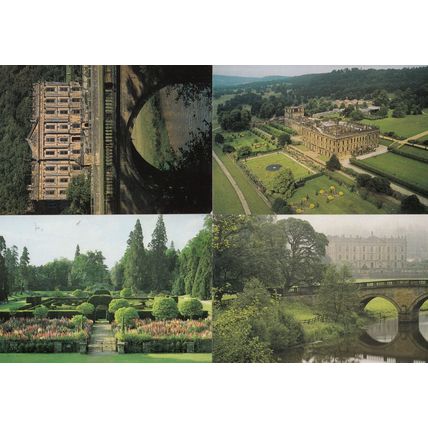 Chatsworth Bakewell Derbyshire Gardens & Grounds 4 x Aerial Postcard s