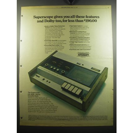 1975 Superscope CD-302A Cassette Deck Ad - Superscope gives you all these