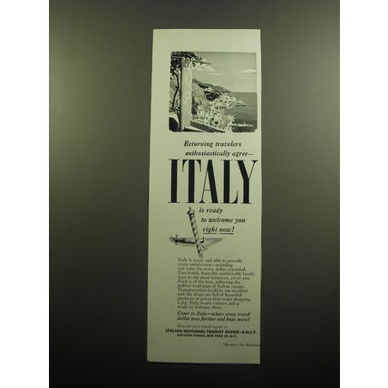 1949 Italian National Tourist Office Ad - Returning travelers agree