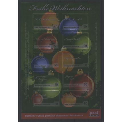Block Weihnachten, Christbaumkugeln / Germany m/s Christmas Baubles **/MNH 2012