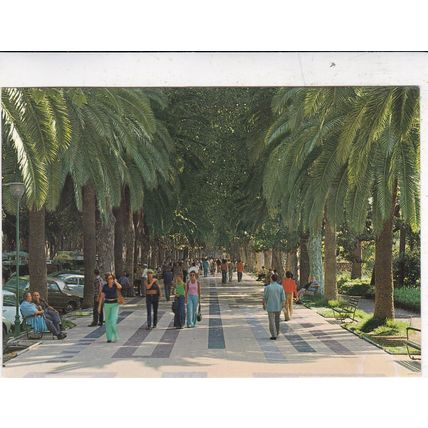 Malaga Paseo del Parque Spain Postcard used 1985 crease