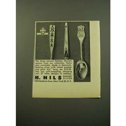 1959 H. Nils Holiday Dessert Spoons Advertisement
