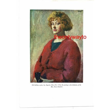 Girl Holding Glass, Augustus John, Book Illustration (Print), 1931