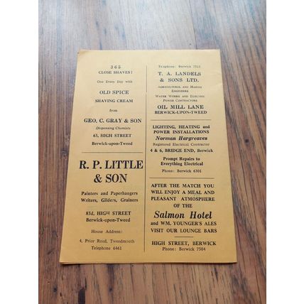 1963/64 Berwick Rangers vs Stirling Albion, 12/10/1963 Scottish Div 2 *FREE P&P