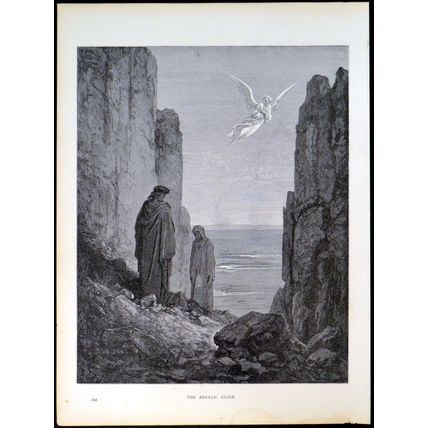 ANGELIC GUIDE 1885 Gustave Doré - Dante Alighieri ANTIQUE ENGRAVING