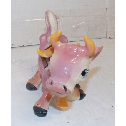 Vintage Thames Japan Ceramic Pink Milk Cow Blue Eyes 4.75 Inches Tall