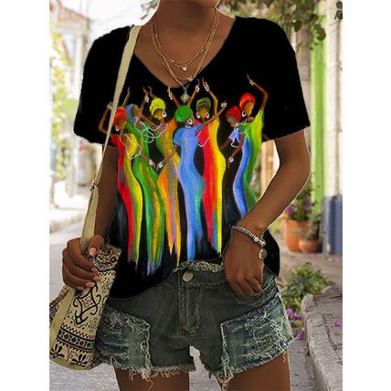 3D Printing Personality Printing Loose Women's T Shirt Top