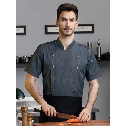 Mens Womens Moisture-wicking Chef Uniform Tops Restaurant Cooking Shirt