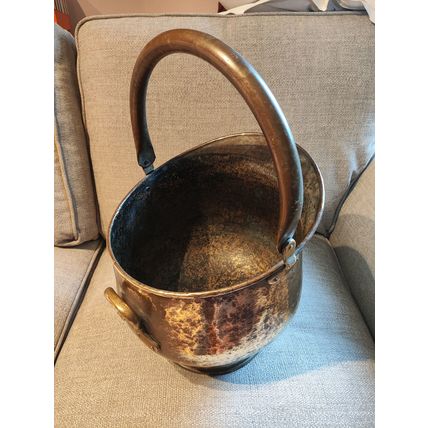 Vintage/Antique, Large, Brass & Bronze, Helmet Shaped, Coal Scuttle/Bucket