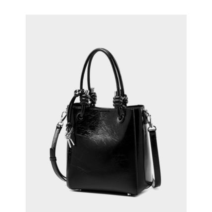 Women Retro Genuine Leather Classic Clutch Tote HandBags Black