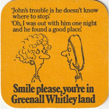 BEER MAT - GREENALL WHITLEY BREWERY - LOCAL BITTER - (Cat No 342) - (1976)