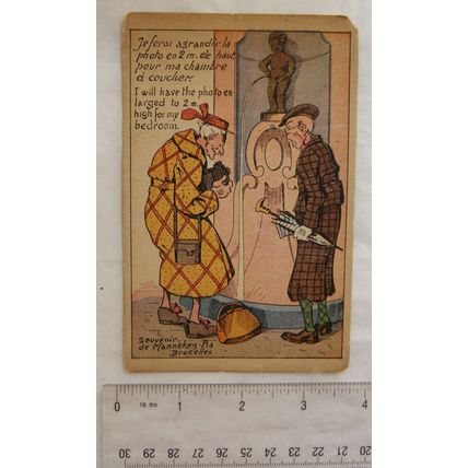 vintage comic postcard Manneken Pis, Brussels