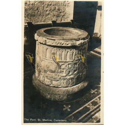 Font, St Martin's, Canterbury, Kent, Postcard