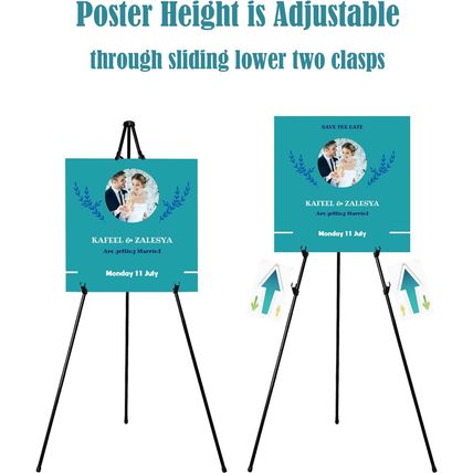 63" Tall Display Easel Stand for Wedding Sign Poster, Foldable and Adjustable Fl