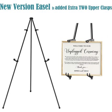 63" Tall Display Easel Stand for Wedding Sign Poster, Foldable and Adjustable Fl