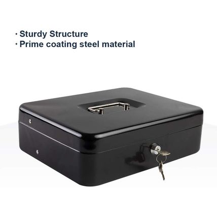 KYODOLED Locking Cash Box with Lock,Money Box with Cash Tray,Lock Safe Box with