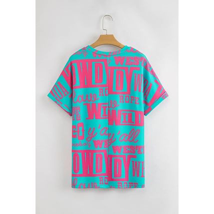 Green Howdy Cowboy Letter Printed Western Fashion Tee