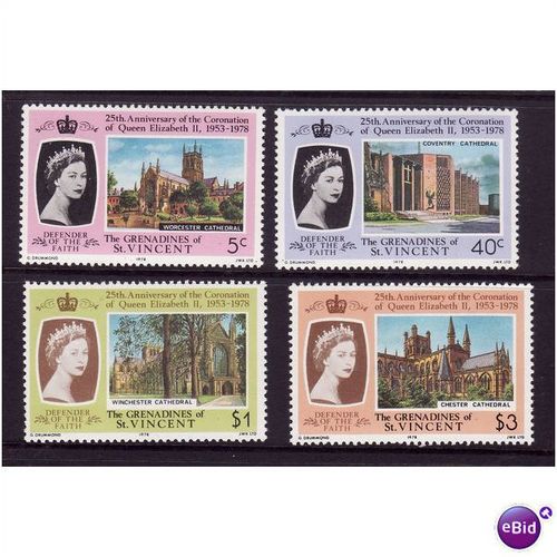 ST VINCENT & GRENADINES 1978 CORONATION SET 4 VALS U/M MINT