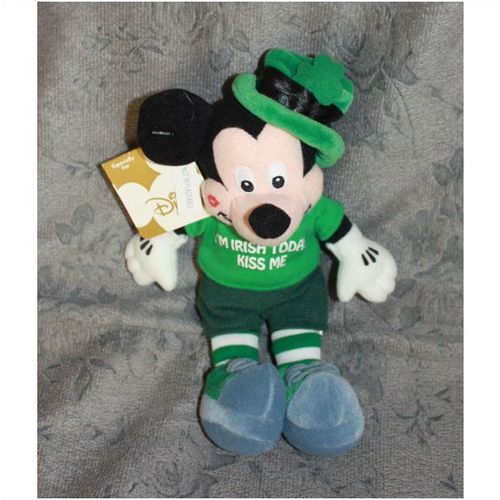 Disney Store Saint Patricks Kiss Me Mickey Bean Bag WT