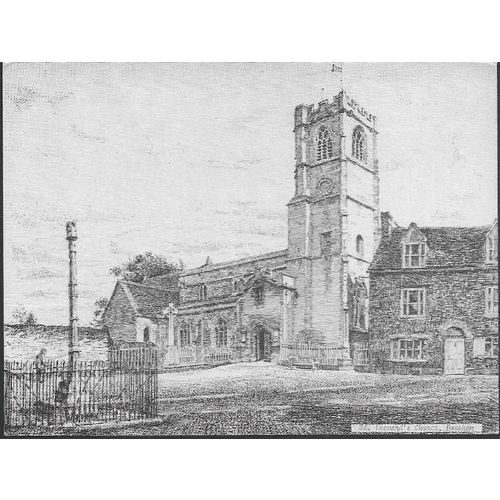 Eynsham, Oxfordshire - St. Leonards Church - art postcard c.1970s