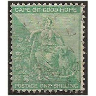 Cape of Good Hope 1885 SG53 1/- Green Wmk Crown CA Fine Used . .. .