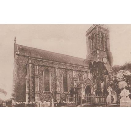 Charmouth St Andrews Church Antique Postcard