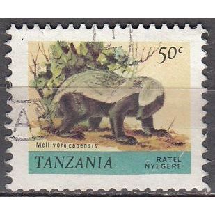Tanzania 1980 Michel 164AI O Cote (2005) 0.40 Euro Le ratel Cachet rond