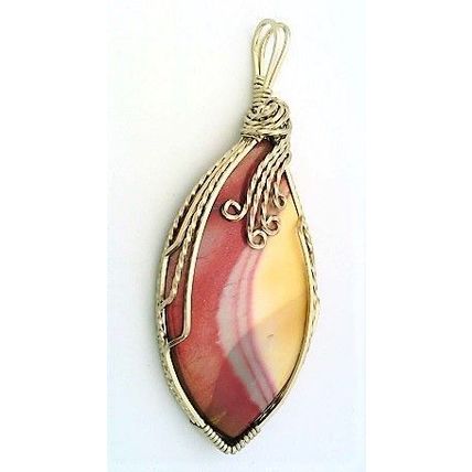 Mookaite Jasper Nickel Silver Wire Wrap Gemstone Pendant 5