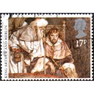 1985 Arthurian Legends, 17p Value, King Arthur and Merlin, Very Fine used