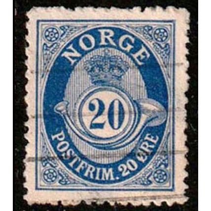 Norway 1910 Posthorn 20ore Used Stamp