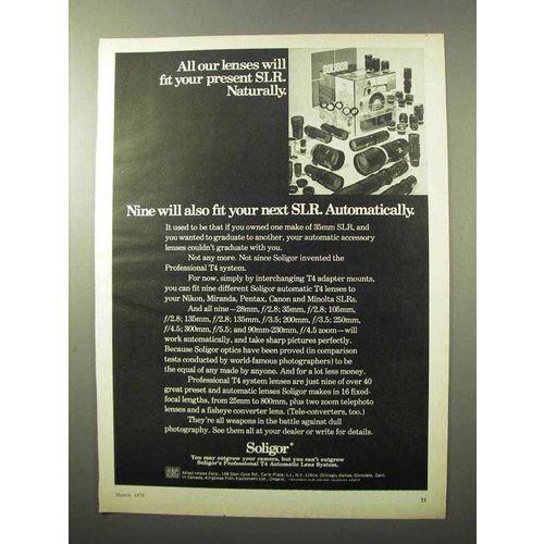 1970 Soligor T4 Lenses Ad - Will Fit Your Present SLR
