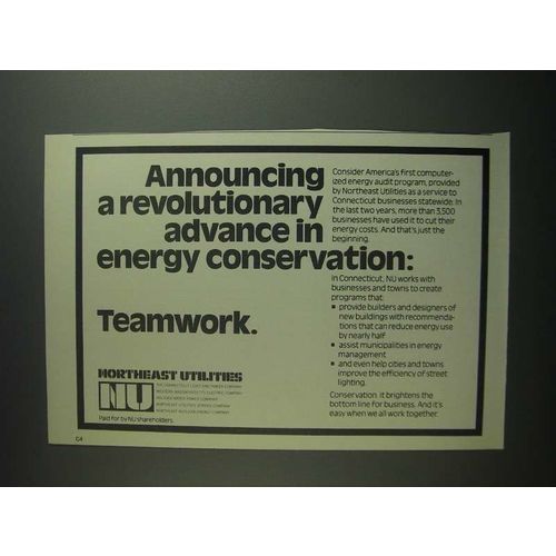 1984 Northeast Utilities Ad - Energy Conservation