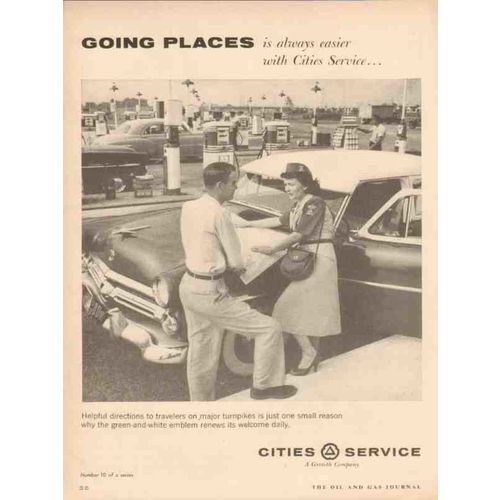 CITIES SERVICE 1955 Going Places helpful directions travel vintage ad