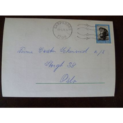 Norway 1973 Sarpsborg postmark commercial postcard Oslo