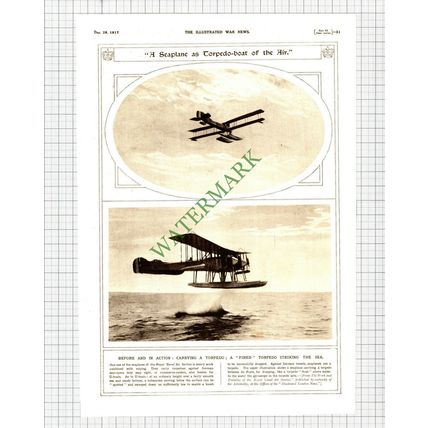 8706) Seaplane Torpedoes World War One - 1917 Cutting/ Print