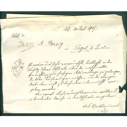 Germany. 1907. Berlin. Handwritten Contract Purchase, Terms, 1 Mammut Pump