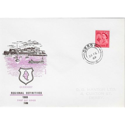 GB 1969 Guernsey Regional definitive FDC Derby pm